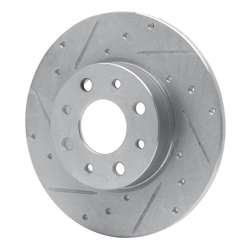 Fiat 500E Brake Rotor (1) - Rear Left - R1 Concepts - Drilled & Slotted - Silver - `13-`19